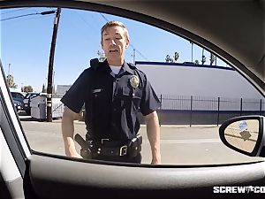 CAUGHT! dark-hued girl gets unloaded blowing off a cop