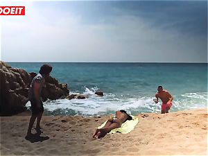 LETSDOEIT - super-hot ebony teenage boned firm At The Beach